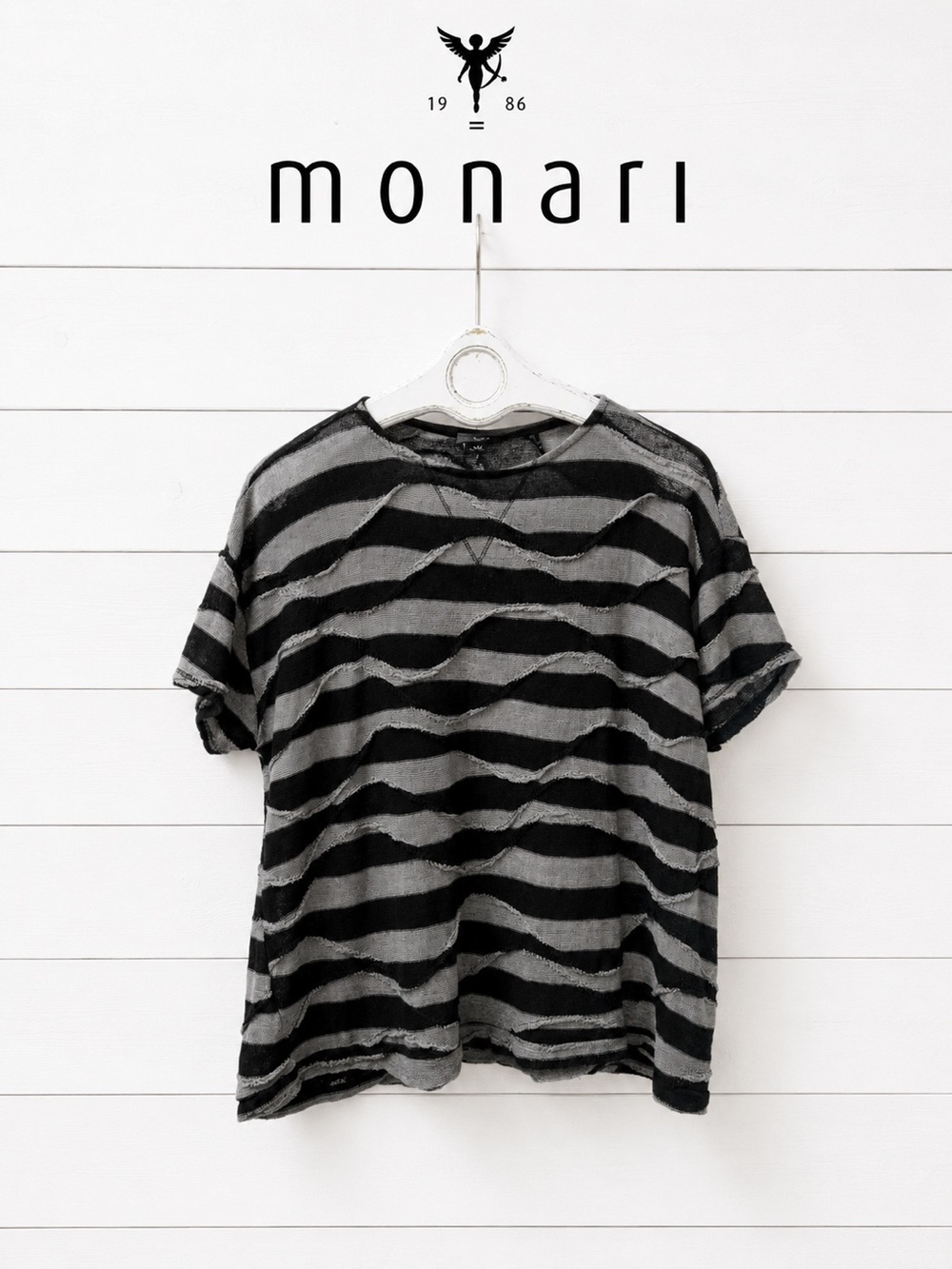 Monari Sheer Striped Textured Top – Estimated Size L